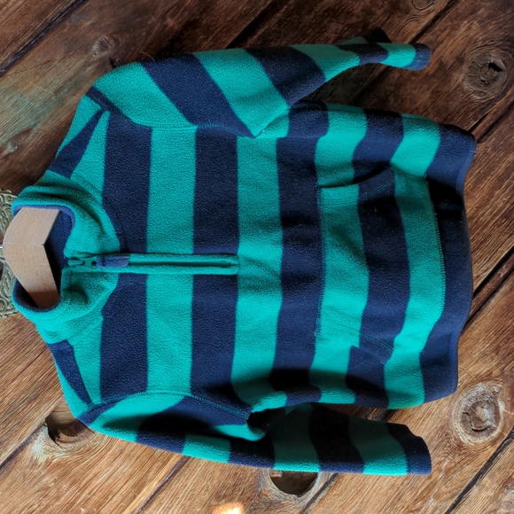Old navy quarter zip fleece, green & navy blue in rugby stripes - Picture 4 of 4